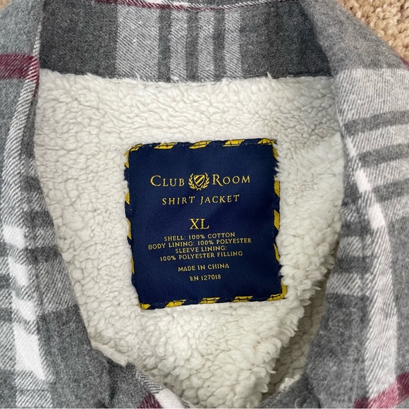 Club Room Men’s Plaid Flannel Sherpa Lined Shirt Jacket Cozy Shacket Size XL - Picture 5 of 16